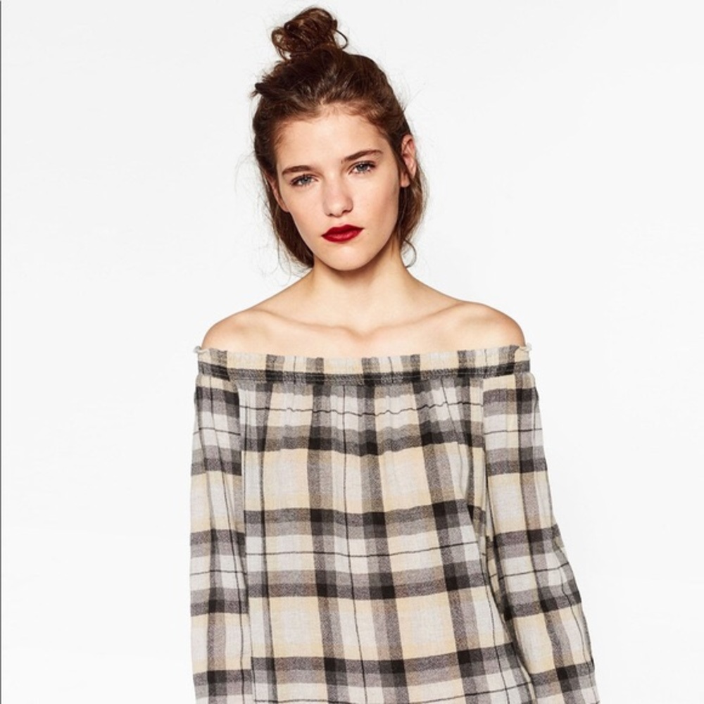 zara wool blend off shoulder dress - Picture 2 of 6